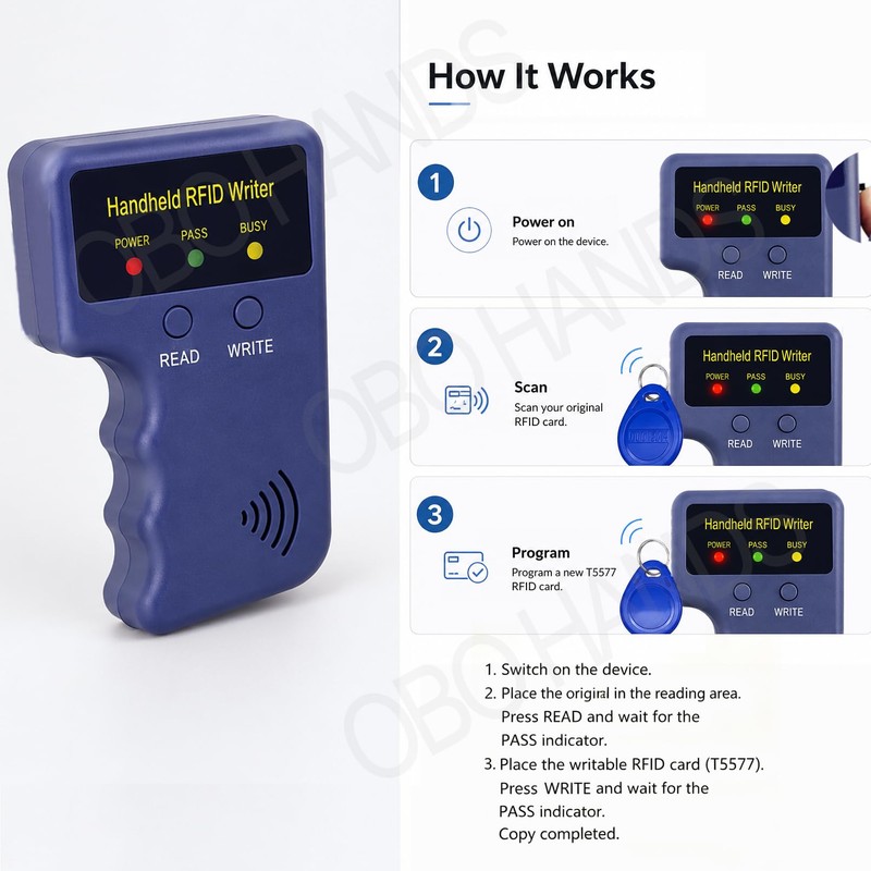 OBO HANDS Handheld 125KHz RFID Blocking Reader Writer Copier Duplicater
