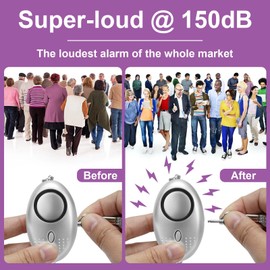 Personal Alarms For Women, Reusable Police Approved 150DB Super-Loud,Personal Alarms with LED Light, Small Personal Security Alarm Torch Keychain for Women, Girls, Children and Elderly(3pcs)