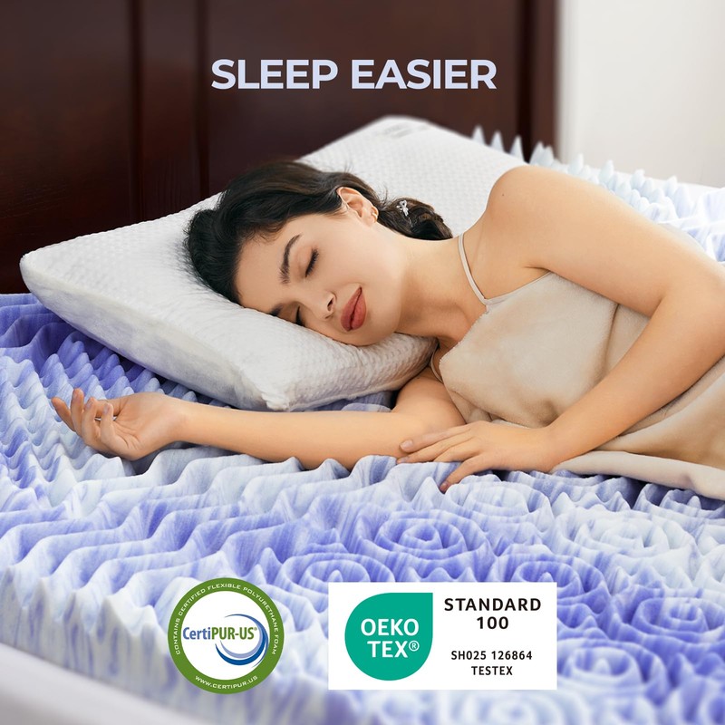 Dreamsmith 3 Inch 7-Zone Queen Memory Foam Mattress Topper, Cooling