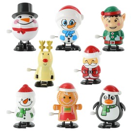 EDWINENE Christmas Wind Up Toys for Kids & Adult,8 pcs Clockwork Walking Jumping Christmas Toy for Stocking Filler and Party Bag Filler