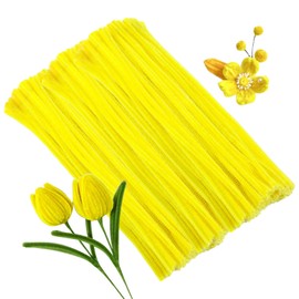 ZXIIXZ Pipe Cleaners Craft, 100Pcs Yellow Chenille Stems for Craft Supplies