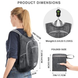 G4Free Small Backpack 10/15/20L Foldable Lightweight Hiking Backpack Women Men, black, Daypack Backpacks