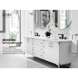 KENES Matte Black Widespread Bathroom Faucet Two Handle Bathroom Sink Faucets Black 3 Hole, 8-Inch 3 Pieces Bathroom Vanity Faucet Lavatory Faucet with Supply Lines, KE-9050-2