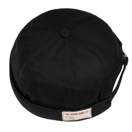 CLAPE Docker Hat Cotton Cap Without Visor Men Women Retro Docker Cap Navy Miki Cuffed Brimless Hat, GD21-Black, Unit size