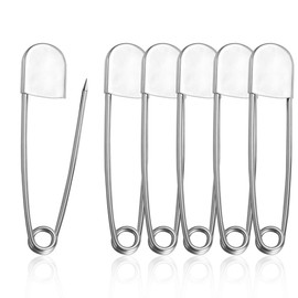 HAIKING Extra Large Laundry Pins, 6 PCS Silver Stainless Steel Safety Pins for Clothes, Leather, Canvas, Blankets, Crafts (About 12.9 x 2.8cm/5.07 x 1.1in)