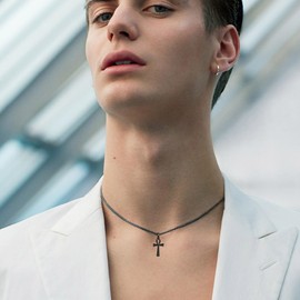 URONE Ankh Necklace for Men Sterling Silver Black Egyptian Ankh Pendant Necklace Ankh Jewellery Gifts for Women Men