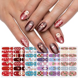 SILPECWEE Christmas Nail Wraps for Women - Holiday Nail Polish Strips, Self-Adhesive Gel Stickers for Fingernails, Manicure Design With File (6 Sheets)