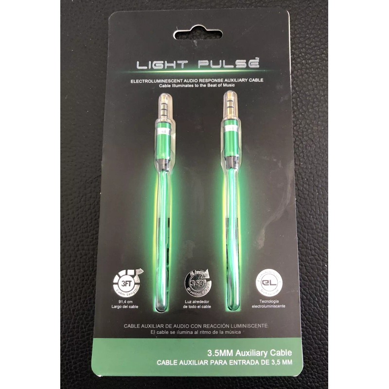 Pilot Electronics EL-1301BWK Auxiliary Music Sync Audio Cable, 3.5mm, Green