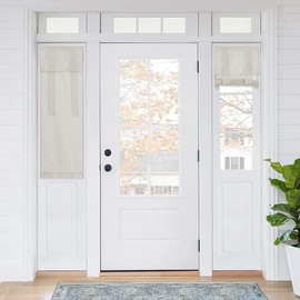 RYB HOME Faux Linen Blended Curtain for Classroom Glass Window, Light Filtering Small Door Window Draperys Privacy for Kitchen Dining Home,1 Panel, W 12 x L 40 inches, Linen