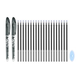 PATIKIL 2Pack Erasable Gel Pens with 20 Refills & 1 Eraser, 0.5mm Heat Erasable Pens for Fabric Black Ink Fabric Markers for Sewing Quilting Planner Writing