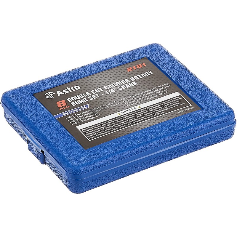 Astro Pneumatic Tool 2181 8-Piece Double Cut Carbide Rotary Burr