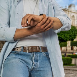 Hide & Drink Rugged Full Grain Leather Belt - Durable Men's Belt for Jeans, Western, Casual & Dress, Mens Belts for Men, Bourbon Brown