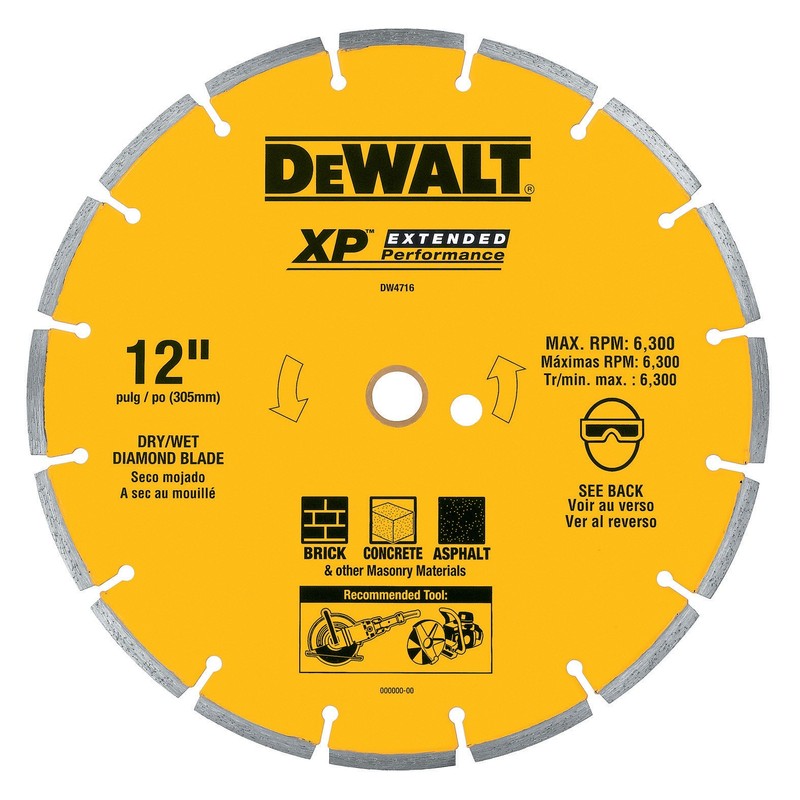 DEWALT DW4716 Industrial 12-Inch Dry Cutting Segmented Diamond Saw Blade