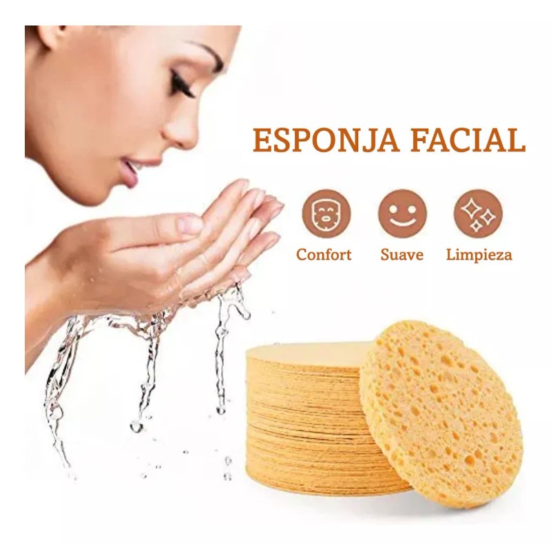 TAIMAKA Esponja Limpieza Facial Compresa Celulosa Comprimida C/50 Pz