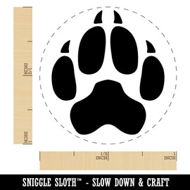 Wolf Coyote Paw Print Self-Inking Rubber Stamp Ink Stamper for Stamping Crafting Planners - 1 Inch Medium - Red Ink