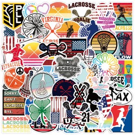 100 Pcs Lacrosse Stickers, Vinyl Waterproof Lacrosse Stickers for Water Bottles, Laptop, Notebook, Scrapbook, Luggage, Cell Phone, Helmet, Party Favors