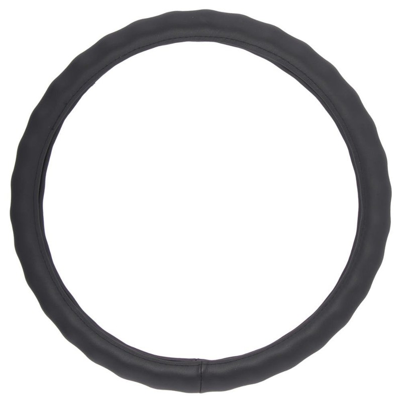 BDK SW-899-LK Black Leather Car Steering Wheel Cover Large Size