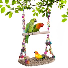 Bird Toy for Budgies, Cockatiels Toy with Bell, Budgies Toy, Bird Cage Accessories, Swing Bird Hanging Hammock Playground for Finches Parakeets