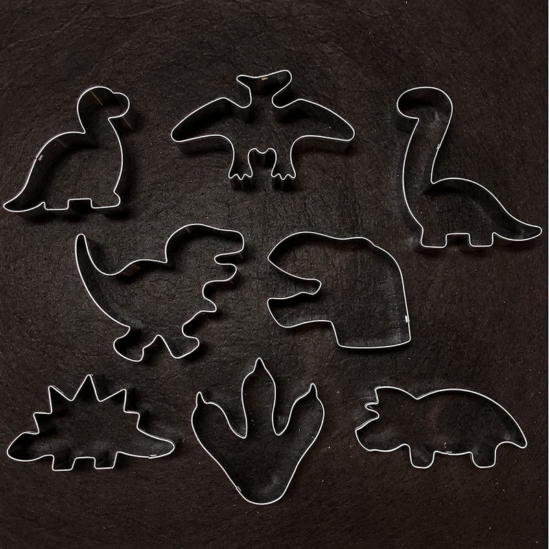 Dinosaur Cookie Cutter Set, 8-Piece-Trex, Brontosaurus, Spinosaurus, Brachiosaurus, Triceratops, Dinosaur