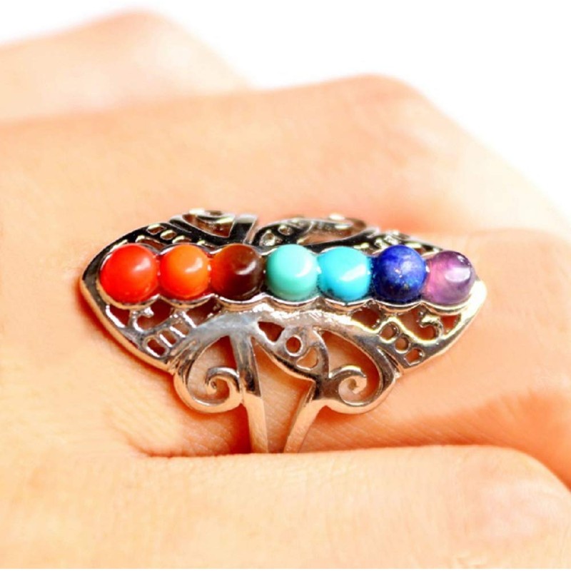 Lzz 925 Sterling Silver Healing Hollow Stone Adjustable 7 Chakra