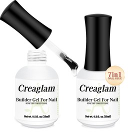 Creaglam Women Builder Gel for Nails: 2Pcs 7 in 1 Clear Builder Nail Gel Set for Fast Nail Art Set DIY Home Manicure - 15ml Color Hard Gel Extension Nail Gel for Holiday Nails Gel Art Design