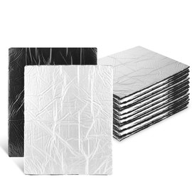 DAJAVE 394mil 18sqft Sound Deadener for Cars, 15 Pack 10mm Aluminum Foil Sound Deadening Mat Heat Insulation Material Shield Mat for Auto Hood Engine Roof Door and Trunk, 15.7x13 Inch, Silver Color