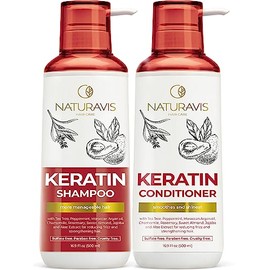 NATURAVIS Keratin Shampoo and Conditioner Set – Sulfate Free, All Hair Types – Women and Men – 16.9 Fl Oz (Pack of 2)