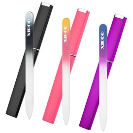 XIPOO Premium Crystal Glass Nail File - 3 Pack with Case, Professional Salon Manicure Tool for Natural Nails, Gift for Women and Girls