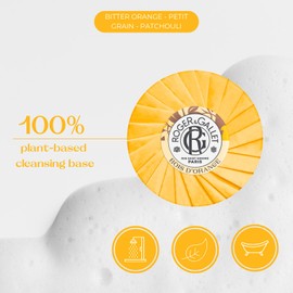 ROGER & GALLET Bois d'Orange Beneficial Soap Bar 3Pack - All Natural Round Soap Bars for Men & Women - Enriched with Bitter Orange Essence - Luxurious Woody Patchouli Aroma