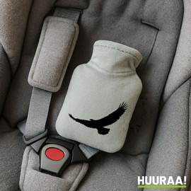 Huuraa Taschenwärmer Eagle Silhouette Adler Geschenk 0,2 Liter Grey Mini Veloursbezug Eagle Silhouette Geschenkidee