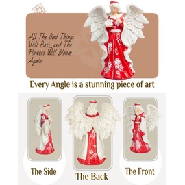 KEEPKAP Angel Figurine for Women, Sympathy Memorial Gift, Hand-Painted Sculpted Home Decor Angel Statues (7" H)