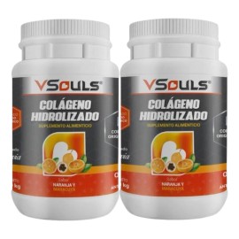 Colágeno Hidrolizado Vsouls ® Sabor Naranja 2 Botes 1.2 Kg