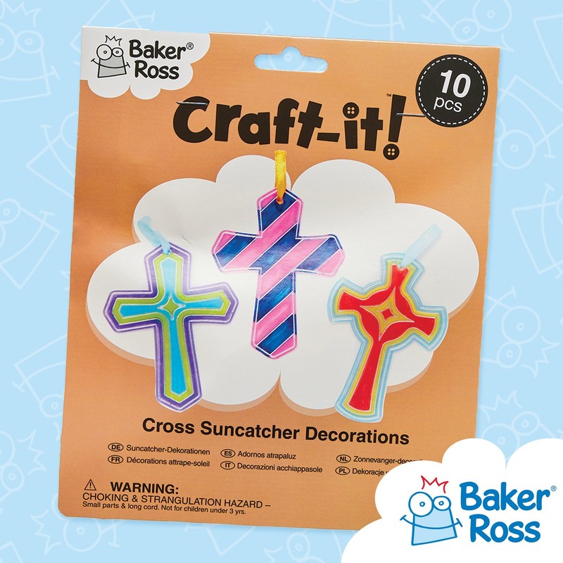 Baker Ross AX789 Cross Suncatcher Decorations - Pack of 10,