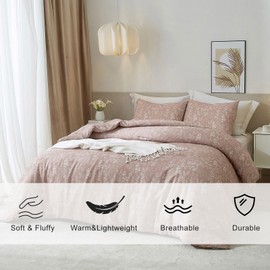EAVD Vintage Garden Floral Comforter Set Twin XL Grayish Pinkish Soft Microfiber Chic Cute Floral Bedding Comforter and 2 Pillowcases Fresh Reversible Botanical Comforter Set for All-Season