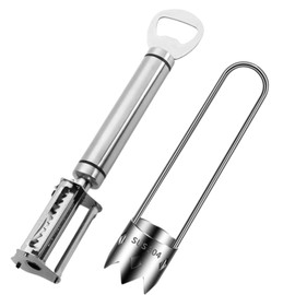 4-in-1 Multi-function 304 Stainless Steel Peelers & Corer Set for Kitchen, Apple Corer, Corn Peeler, Potato Peeler, Vegetable Peeler, Grater, Julienne Peeler, Bottle Opener - Kitchen Essentials