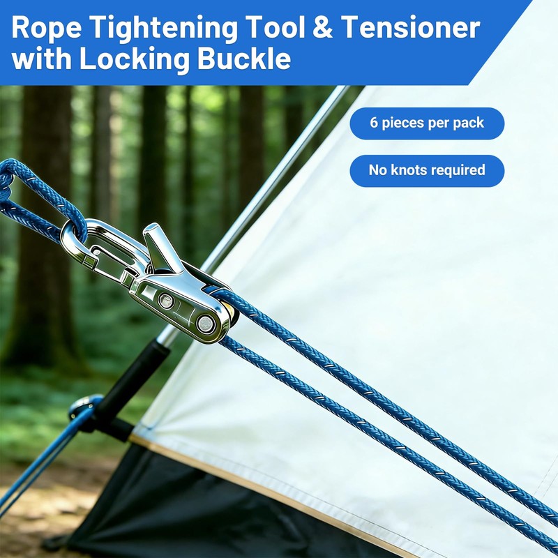 Rope Tightening Tool & Tensioner, 8 Pack Stainless Steel Cord