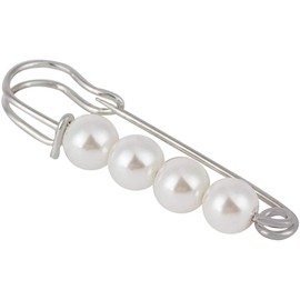 POFET Elegant Faux Pearl Safety Pin Brooch Pin Clip for Women Scarf Coat Dress