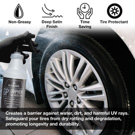 Suds Lab GP - Graphene Tire Protectant, Gloss Car Wheel Protectant, Dressing, and Coating for a Like-New Look, Black Satin Spray Tire Polish, 32 oz