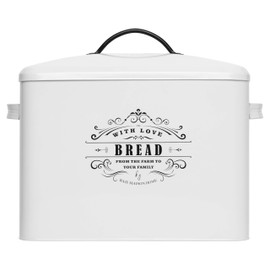 Extra Large White Farmhouse Bread Box for Kitchen Countertop - Holds 2+ Loaves for All Your Bread Storage - Bread Container Counter Organizer to Suit Farmhouse Kitchen Decor, Vintage Kitchen, Rustic