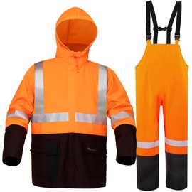 Rain Suit For Men & Women Waterproof Heavy Duty Rain Gear Outdoor All-Sport Work Fishing Jacket & Trouser Raincoats(Orange,Small)