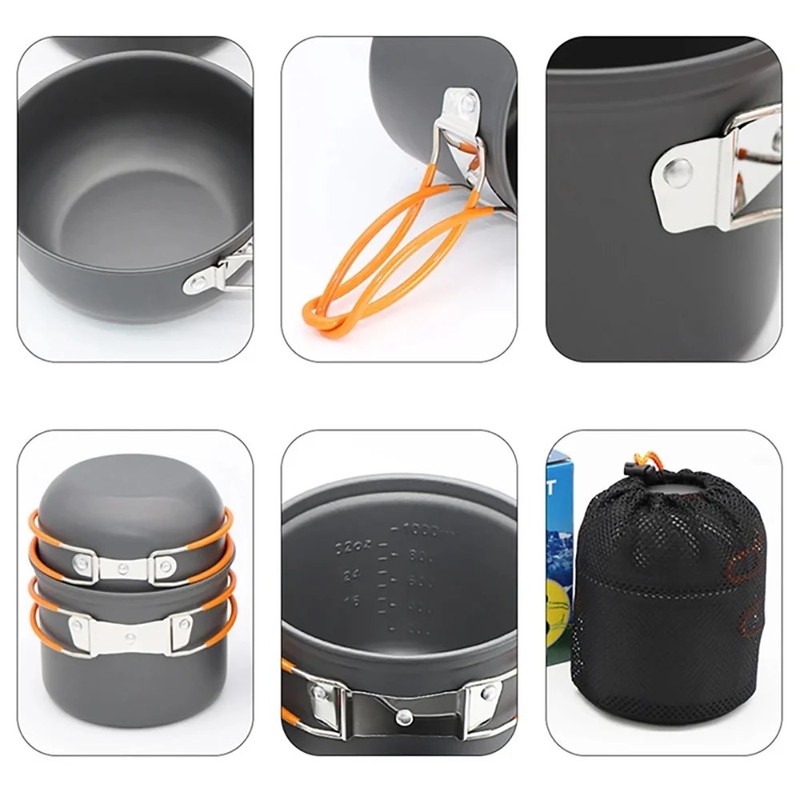 HomeCraft Camping Cookware Mess Kit Lightweight – Durable Space-Saving Construction