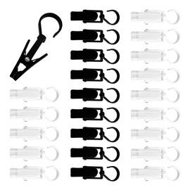 PDETVEO 24 PCS Super Strong Laundry Hooks, Plastic Clothes Pins Swivel Hanger Clips for Beach Towel, Home Travel/Kitchen Office(12pcs Black & 12pcs White)