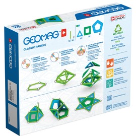 GEOMAG Magnetic Toys | Magnets for Kids | STEM-Endorsed Educational Building Set Made from 100 Percent Recycled Plastic | Storage Box | Age 5+ PANELS 52-Piece