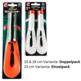 LMAB Drunk Dancer 12, 15, 18, 23 cm - Double Twister Fishing Lure - Rubber Bait for Pike & Zander - Pike Bait Zander Bait - Artificial Bait Twinler Pike (18 cm, Diamond Danny)