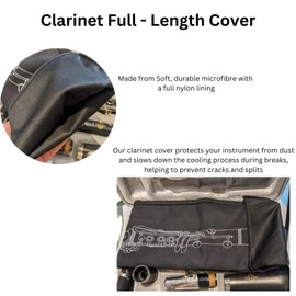 Clarinet Accessory Set by ARTIE LONDON – Full Care Pack with Bb Clarinet Cover, Pull-Through, Mouthpiece Pouch & Polishing Cloth | Soft Microfibre Storage for Cleaning, Travel & Rehearsal