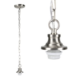 Aspen Creative 21052-21, Indoor Pendant Light Kit, 6' SPT-1 Silver Wire / 5' Steel Chain. Socket Cup:3-1/8" W x 1-5/8" H Suitable:11-1/2"D. to 16" D. Pendant Shade. Satin Nickel.1 Pack