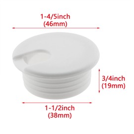 HJGarden 2PCS 1-1/2inch / 38mm Desk Grommet Wire Cord Cable Grommets Hole Cover for Office PC Desk Cable Cord Organizer Plastic Cover, White