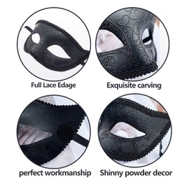 Geek-M Couple Masquerade Mask with Stick Women Men Mardi Gras Mask Costume Masks for Venetian Party Christmas Festival (Blue)