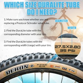 Bike Tube - Choose Size 12, 14, 26, 27.5, 650B, 29, 700c Bike Tubes - Road, Gravel, Mountain Bicycle - All tire Sizes - Presta or Schrader Inner Tube - Heavy Duty Latex - Bike tire Tube - 12S-1