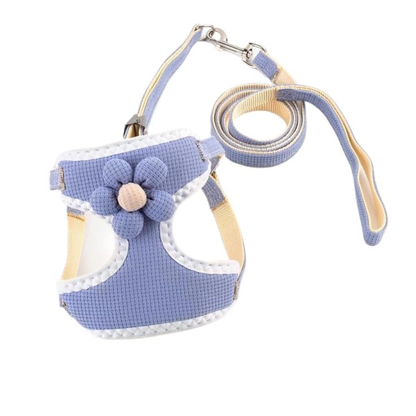 Adjustable Dog Harness and Leash Set with Yellow Flower, Summer